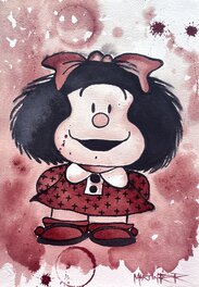 Martin RR, Wine Art - Mafalda - Vin sur paper - Illustration originale