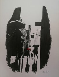 Christophe Chabouté - Parapluie rouge... - Original Illustration