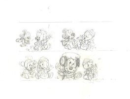 Claude Marin - Claude Marin - Bébés Disney demi planche crayonnée - Comic Strip