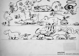 Marc Wasterlain - Marsupilami - Proportions des Personnages - Planche originale