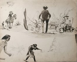 Jean Giraud - Giraud, oeuvre de jeunesse -Recto - Original Illustration