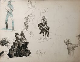 Jean Giraud - Oeuvre de jeunesse de jean Giraud - Verso - Planche originale