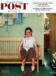 Le shiner ou devant le bureau du directeur, couverture, The Saturday Evening Post : couverture du 23 mai 1953.
