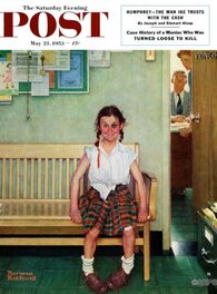 Le shiner ou devant le bureau du directeur, couverture, The Saturday Evening Post : couverture du 23 mai 1953. Le shiner ou devant le bureau du directeur, couverture, The Saturday Evening Post : couverture du 23 mai 1953.