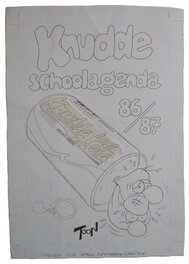 toon van driel - Cover ontwerp Knudde schoolagenda 86/87 - Planche originale