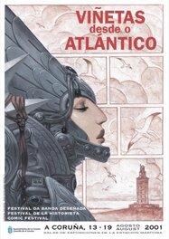 Affiche du festival Viñetas desde o Atlántico, A Coruña 2001 Affiche du festival Viñetas desde o Atlántico, A Coruña 2001