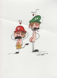 Gibus - Luigi et Mario - Original Illustration