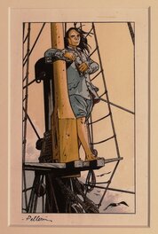 Patrice Pellerin - L'épervier - 4ème de couverture "Captives à bord" - Original Illustration