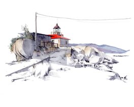 Marielle Durand - Île D’AROUSA – PHARE PUNTA CABALO - Original Illustration