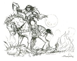 Régis Moulun - Conan à cheval - Illustration originale