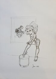 Dan Verlinden - Le petit Spirou avec Mlle Chiffre Galerie Nicolas Sanchez - Original Illustration