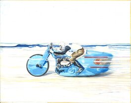 Denis Sire - Denis Sire - Harley Davidson - Dessin Grand Format à l'aquarelle - Comic Strip