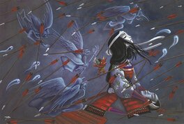 Benjamin Lacombe - Histoire de Femmes Samuraï - Illustration originale