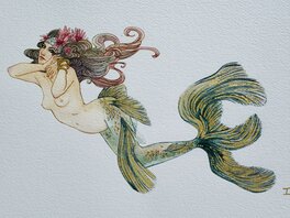 Ingrid Liman - La Sirène par I. Liman à la feuille d’or - Original Illustration