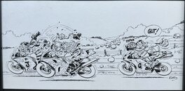 Planche originale - L’Encyclopédie Imbécile de la Moto - Tourist Trophy (Joe Bar Team)