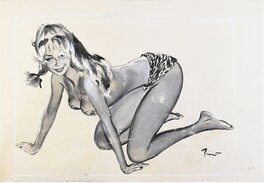Pierre-Laurent Brenot - Clin d'œil retro : Grande Pin-up au Bikini par P.-L. Brenot - Original Illustration