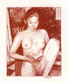 Jacques Terpant - Sanguine la lectrice asian Galerie Nicolas Sanchez - Original Illustration