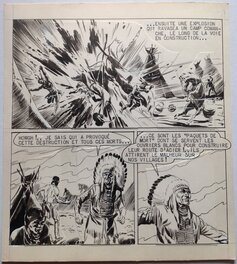 Fergal - Fergal (Gallieno Ferri - Atelier Chott) Kid Colorado Planche Originale 7 Explosion indien,petit format RANCHO SPECIAL 13 Bd 1958 - Comic Strip