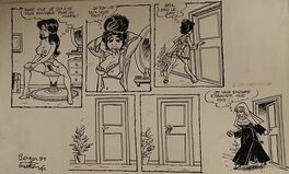 Planche originale - François Walthéry, planche originale, une histoire de "Nonne", "tirage de con".