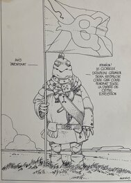 Moebius, illustration originale, "Drapeau Grumien" .