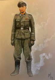 Fabrice Le Hénanff - Fabrice Le Hénanff, illustration originale, officier allemend SS WW2, Ostfront. - Original Illustration