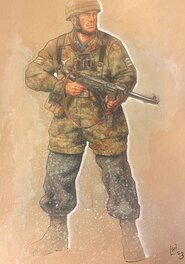 Fabrice Le Hénanff - Fabrice Le Hénanff, illustration originale, Westfront, Fallschirmjäger. - Original Illustration