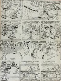 Jacques Devos - Jacques Devos, planche originale, Génial Olivier, "Skateboard". - Comic Strip