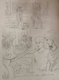 Marc Jailloux - Marc Jailloux repésentant les personnages créés par Jacques Martin, illustration originale, "Alix, Le serment du Gladiateur". - Œuvre originale
