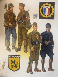 Patrice Courcelle - Patrice Courcelle, planche originale, uniformes organisation Todt WW2 - Planche originale