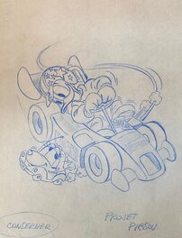 Studios Disney - Studios Disney, illustration originale, Donald champion du volant . - Œuvre originale