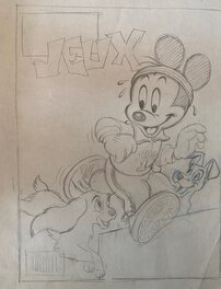 Studios Disney - Studios Disney, illustration originale, Mickey, la Belle et le Clochard . - Œuvre originale