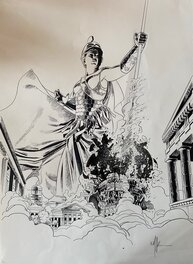 Couverture originale - Thierry Démarez, couverture originale, "Le Dernier Troyen, La Reine des Amazones".