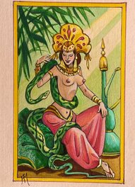 Florence Magnin - Florence Magnin, illustration originale, la Charmeuse de Serpent. - Illustration originale
