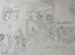 Marc Jailloux - Marc Jailloux dessin, Jacques Martin scénario, illustration originale, "Alix, le Serment du Gladiateur".. - Œuvre originale