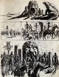Jean-Claude Gal, illustration originale, travaux préparatoires pour « Les Armées du Conquérant « .