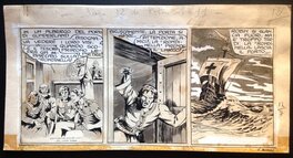Comic Strip - Charlas Bertrand (Atelier Chott) Robin des Bois 11 La Piste du Félon Planche Originale 11 Strip Lavis & Encre de Chine
