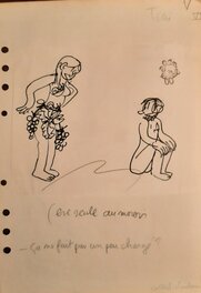 Jean Effel - Essayage au paradis - Illustration originale