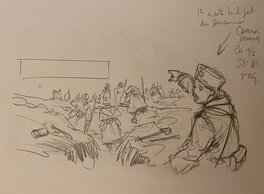 Stéphan Agosto - Stéphan Agosto, croquis original, monté à l'assaut, "Verdun 1916". - Œuvre originale