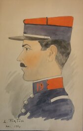 Louis Forton - Portrait d'un officier - Original Illustration