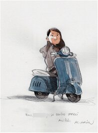 Arno Monin - Merci en Vespa - Illustration originale