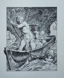 Guido Buzzelli - Le Diable, Jean-Paul 2 et Fellini - Illustration originale