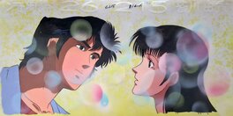 Tsukasa Hôjo - City Hunter, Nicky Larson et Laura, double cellulo de production original, 4 copies de layout, (Sunrise, 1988) - Original art