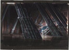 Yoshiaki Kawajiri - Vampire Hunter D Bloodlust, Castle of Chaythe, fond de production original et layout de production imprimé (Madhouse, 2000). - Original art