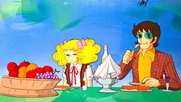 Candy Candy, Candy, Alistair, cellulo panoramique et fond de production originaux (Toei Animatipon, 1976-1979)