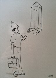 Moebius - Le major fatal au cristal géant original MOEBIUS inédit - Illustration originale