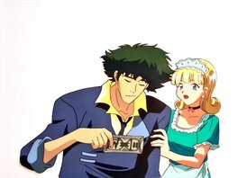 Cowboy Bebop Spike et serveuse, cellulo de production original (Sunrise, 1998-1999)