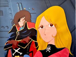 Albator, Albator et Nausicaa, cellulo de production et fond originaux (Toei Animation, 1978-1979)