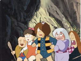 Gegege no Kitaro Group Shot Production Cel with Key Master Background (Toei Animation, c. 1980-90s)