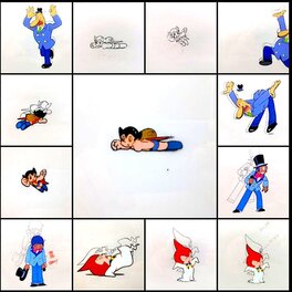 Jetter Mars, Mars et personnages de la série, 11 cellulos et doga de production originaux (Tezuka Productions, 1977)