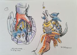 Jean-Claude Mézières - Dessin ORIGINAL préparatoire couleur du grognon du film Valérian de Luc Besson - Original art